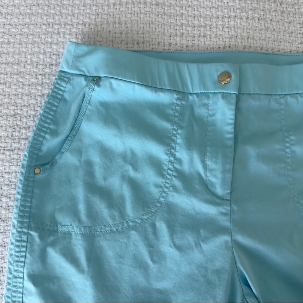 Chicos Light Blue Crop Ankle Roll Cuff Pants Women’s 10 Medium High Rise